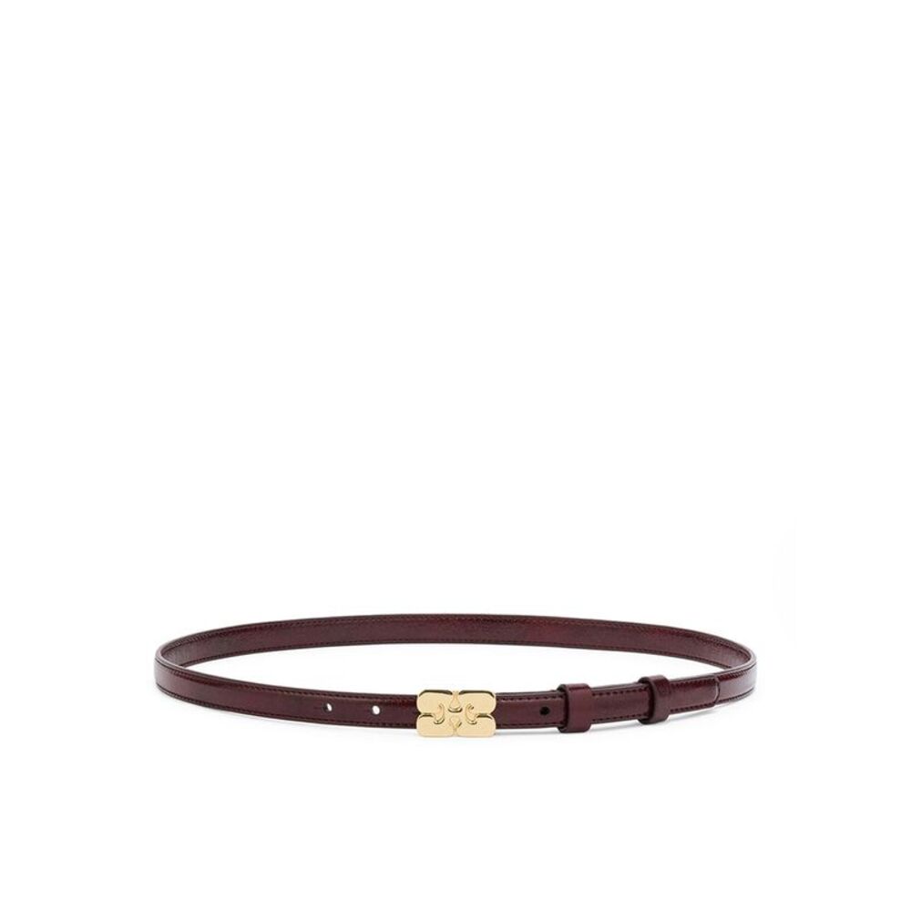 Ganni Women Small Kat Belt Burgundy